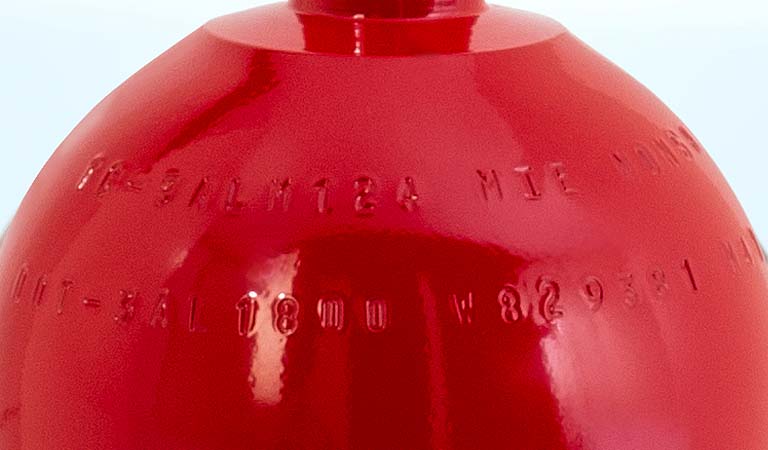 Fire extinguisher cylinder close up